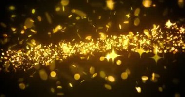 Golden beautiful bokeh with stars animation background