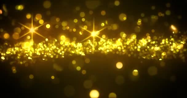 Golden Beautiful Bokeh Stars Animation Background — Stockvideo