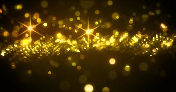 Χρυσή Όμορφη Bokeh Αστέρια Animation Φόντο — Αρχείο Βίντεο