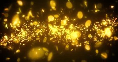 Golden beautiful bokeh with stars animation background