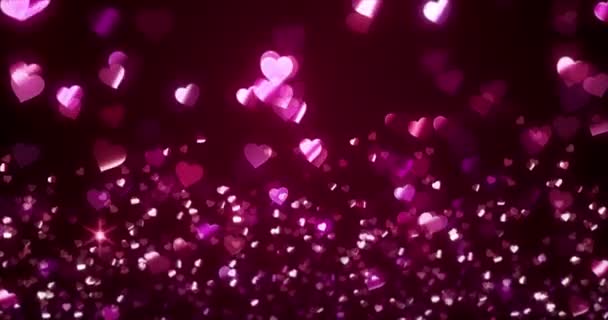 Beautiful Shiny Hearts Background Animation — Stock video
