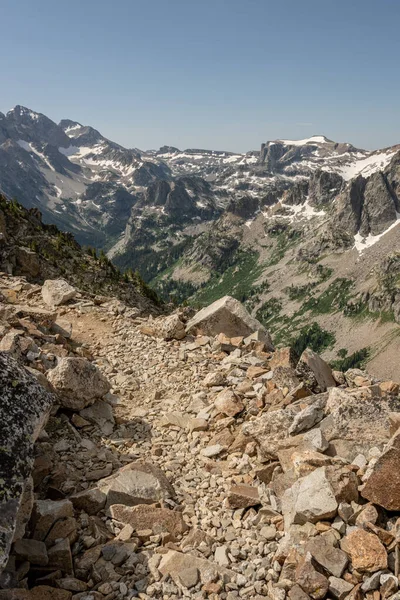 Rocky Trail Dirige Verso Lago Solitudine Nel Grand Teton National — Foto Stock