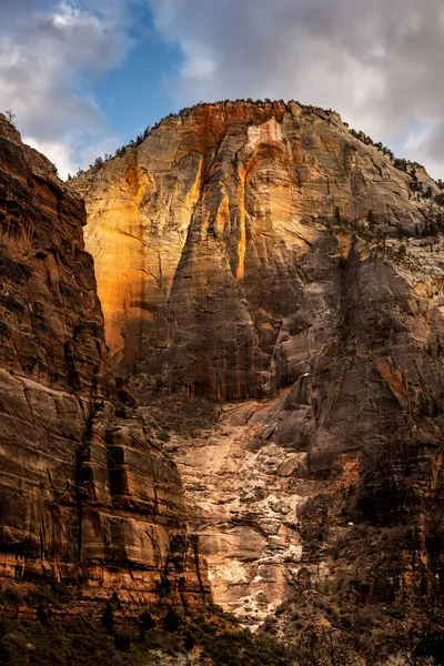 Kabel Berg Visar Klippan Hösten Som Stängde Echo Canyon Zion — Stockfoto