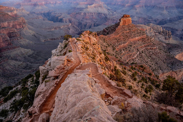 Looking Down on the South Kaiabab Trail as it Winds Down to the bottom of the Grand Canyon