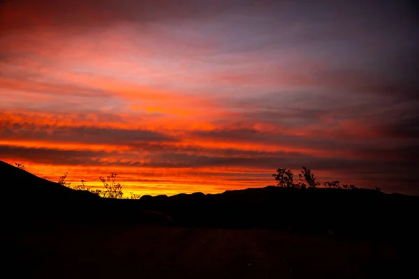 Orangefarbener Sonnenuntergang Über Hügeln Der Wildnis Von Big Bend — Stockfoto