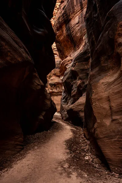 Beaten Trail Serpientes Través Ranura Estrecha Cañón Sur Utah —  Fotos de Stock