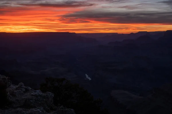 Colorado River Glows Last Sunlight Grand Canyon National Park — Stock Photo, Image