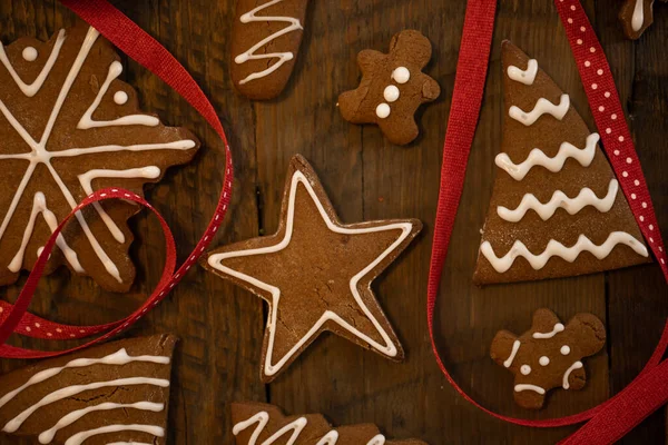 Cookies Natal Red Polka Dot Ribbon Mesa Madeira — Fotografia de Stock