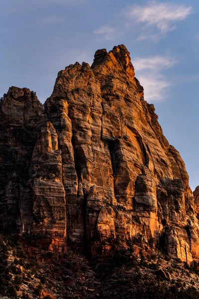 Rocks Watchmen Glow Sunset Zion National Park — Stockfoto