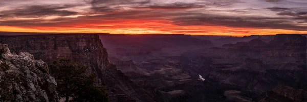 Pink Sunset Lights View Grand Canyon Lipan Point — Fotografia de Stock