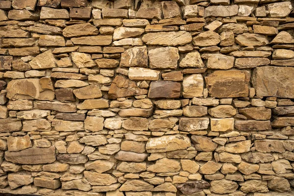 Wide Shot Stacked Stone Wall Beige Rocks Background Image — Stock Photo, Image