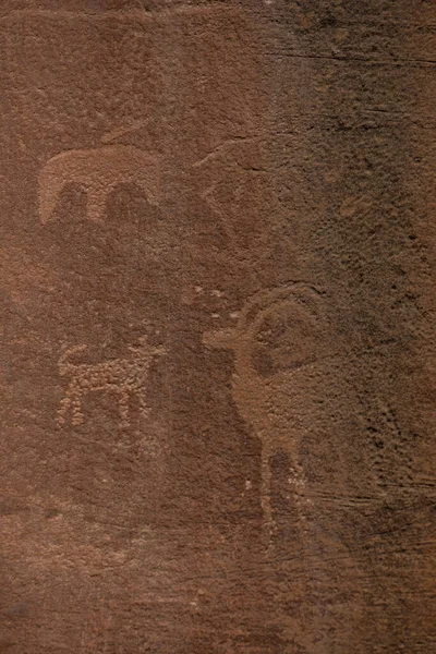 Capitol Resifi Ulusal Parkı Ndaki Sandstone Duvarında Soluk Petroglifler Görünür — Stok fotoğraf