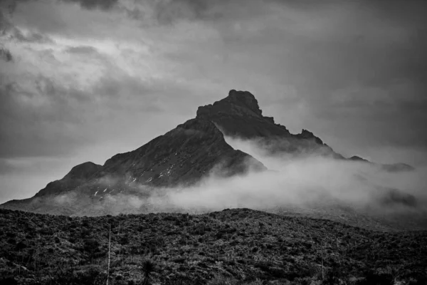 Gray Scale Fog Chisos Mountains Texas Big Bend National Park — Fotografia de Stock