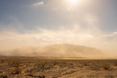 Ölüm Vadisi Ulusal Parkı 'ndaki Mesquite Düzlüklerinde kum fırtınası