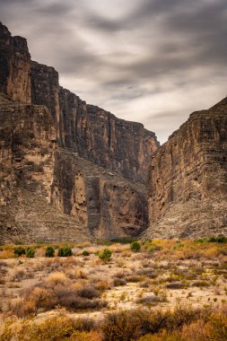 Big Bend Ulusal Parkı 'ndaki Santa Elana Kanyonunda Kara Bulutlar asılı