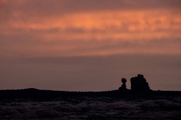 Balanced Rock Horizon Sunrise Arches National Park — Stock Photo, Image