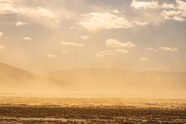 Homokvihar Stovepipe Wells Dűnéi Felett Death Valley Nemzeti Parkban — Stock Fotó