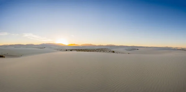 Panorama Van Zonsondergang Uitgestrekte Leegte Van Witte Zandduinen New Mexico — Stockfoto