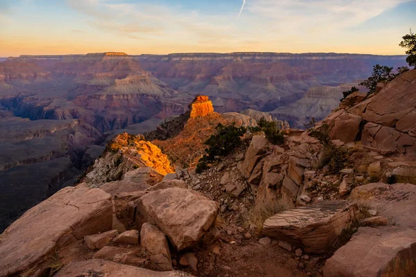 Oneill Butte Glows Orange Morning Light Grand Canyon — Stock Photo, Image