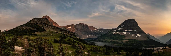Avonds Licht Hidden Lake Bearhat Mountain Panorama Zomer Gletsjer — Stockfoto