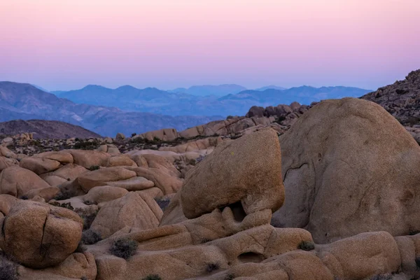 Die Farben Des Sonnenuntergangs Verblassen Über Dem Jumbo Rocks Camp — Stockfoto