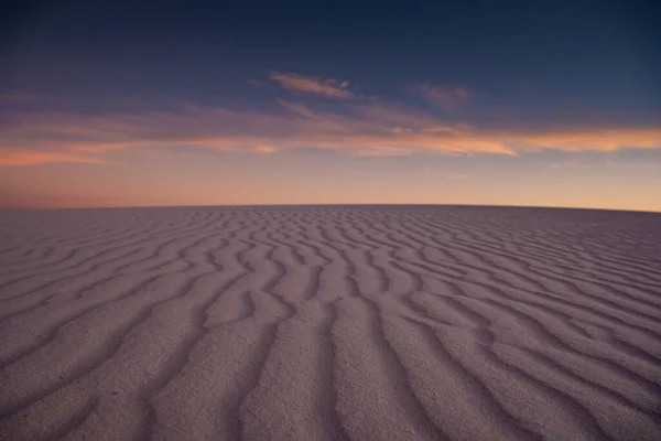 Ripples Purple Dunes Disappear Horizon Sunset White Sands National Park — Foto de Stock
