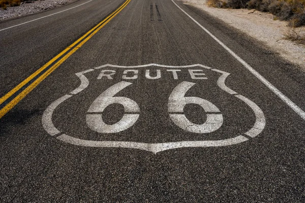 Route Sign Painted Right Lane California Desert — Stock Photo, Image