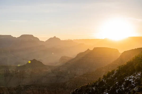 Bright Sun Edge Grand Canyon Sunrise South Kaibab Trail — Stock Photo, Image