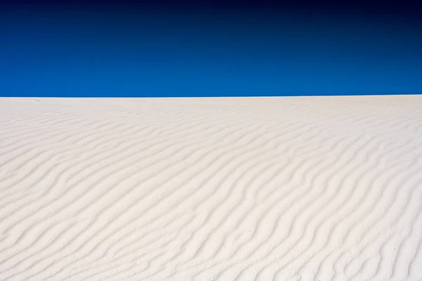 Sandy Ripples Fade Horizon Blue Sky White Sands National Park — Stock Photo, Image