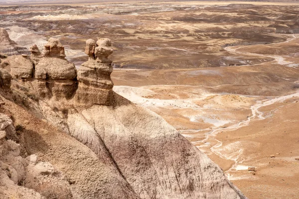 Small Hoodoo Sits Above The Dry Washes Of Blue Mesa in Petrified Forest National Park