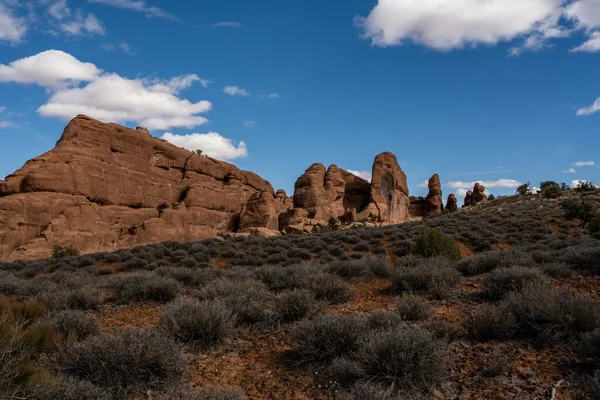 Slick Rock Fins Pop Up From The Desert Floor in Arches National Park