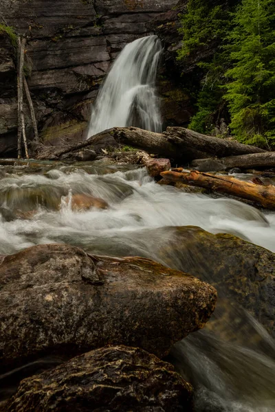 Baring Creek Drops Down Baring Falls Before Heading Into St Marys Lake in glacier National Park