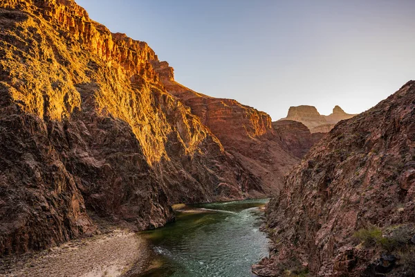 Colorado Canyon River Flows Phantom Ranch Area Canyon Spring Morning — Stockfoto