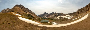 Kit Lake and Snowdrift Lake From Avalanche Divide Panorama in Grand Teton National Park