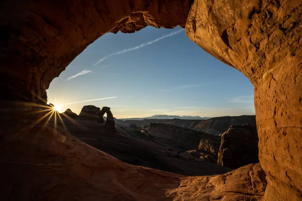 Seeing Delicate Arch Sunburst Frame Arch Arches National Park — Photo
