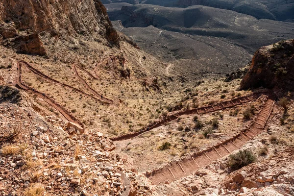 South Kaibab Trail Snakes Canyonside Colorado River — Foto de Stock