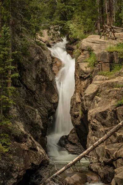 Chasm Falls Drops Into Narrow Canyon in Rocky Mountain National Park