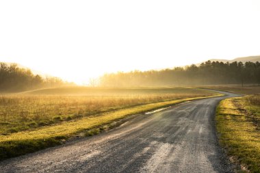 Gravel Road Snakes Through Cades Cove At Sunrise in Great Smoky Mountains National Park