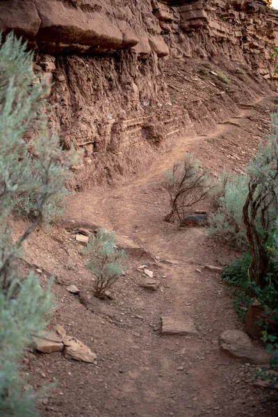 Похилий Шлях Веде Вздовж Скелястого Пустельного Валу Національному Парку Капітолійський — стокове фото