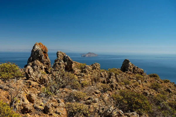 Jagged Rocks of Santa Cruz Island With Anacapa Island In the Distance in Channel Islands National Park