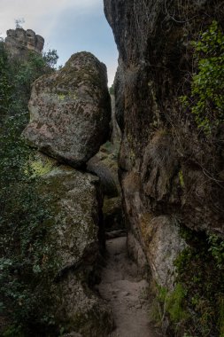 Narrow Pathway Through The Rocks of Bear Gulch Trail in Pinnacles National Park