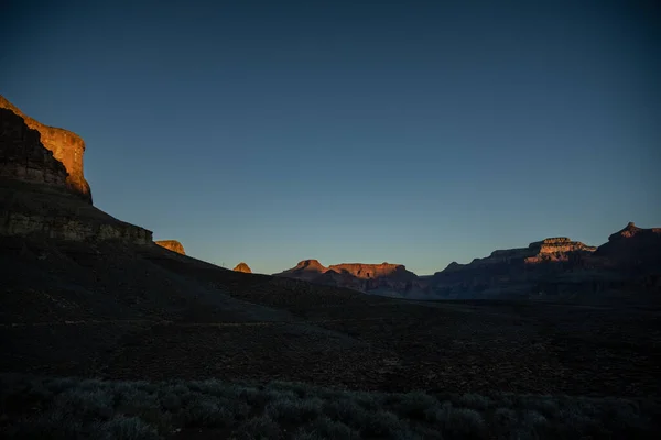 Morning Sun Begins Highlight Surrounding Canyon Rim Tonta Plateau Grand — Stock Photo, Image
