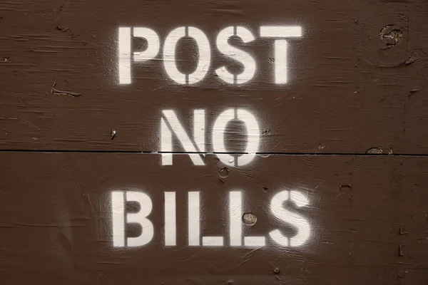 Post Bills Spray Painted Brown Wooden Boards San Francisco — Foto Stock