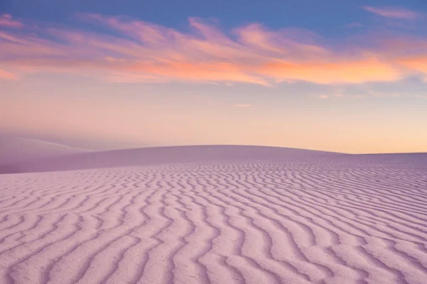 Rows Rippling Sand Turn Pink Orange Sunset White Sands National — Stock Photo, Image