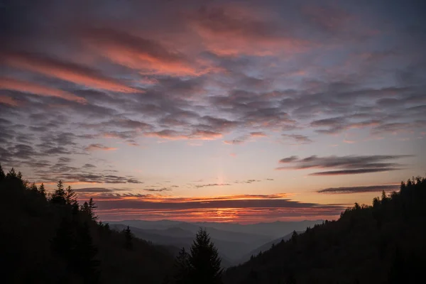 Sun Rises Great Smoky Mountains Mills Overlook Early Fall — Stok fotoğraf