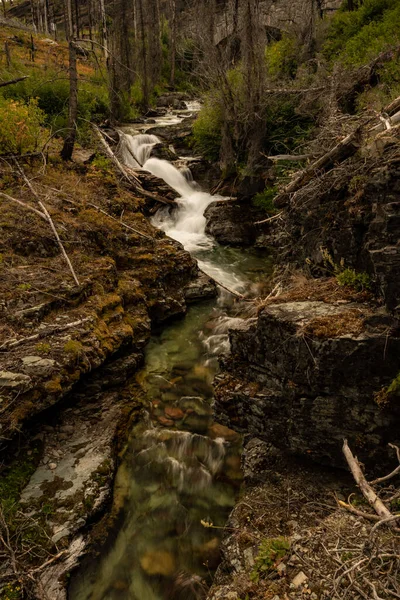 Baring Creek Rushes Going Sun Road Marys Lake Glacier National — Stock fotografie