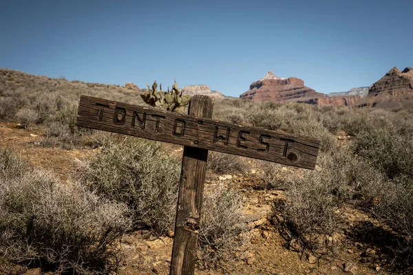 Opřený Tonto West Sign Grand Canyon National Park — Stock fotografie