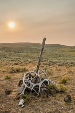 Yellowstone Ulusal Parkı 'ndaki Duman Altından Güneş Gemileri Numune Tepesi Yol İşareti