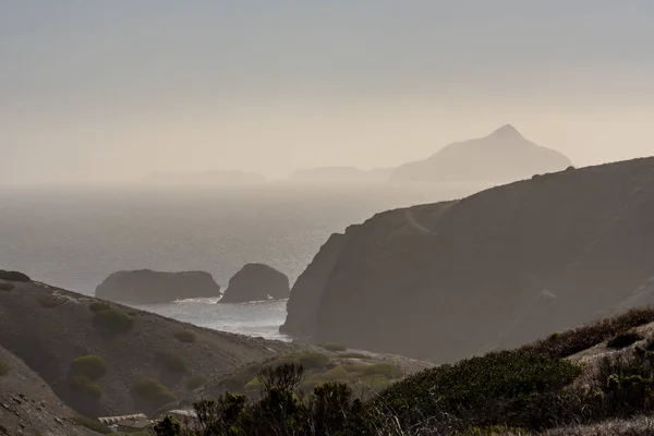 Brouillard Matinal Sur Île Santa Cruz Dans Parc National Des — Photo
