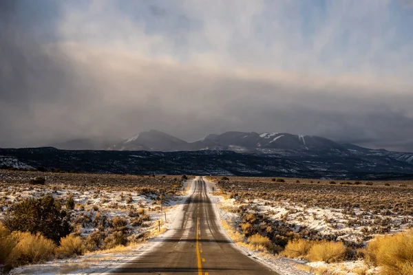 Snow Covered Utah 211 Weg Naar Het Naalden District Winter — Stockfoto